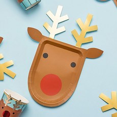 크리스마스 파티접시 루돌프 6개입 홈파티 테이블 장식, 6개