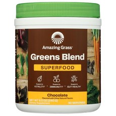 어메이징 그래스 초콜릿 그린 슈퍼푸드 파우더 241g AMAZING GRASS Chocolate Green Superfood Powder 8.5 OZ, 1개