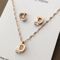 르부포유 [세트상품] 써지컬스틸 미니 D큐빅 목걸이 귀걸이 세트