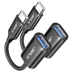JSAUX C타입 to A타입 3.0 고속 OTG 변화 젠더, 블랙, 2개, 0.16m