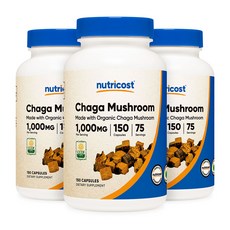 뉴트리코스트 오가닉 차가버섯 1000mg 150캡슐, 3개, 150정