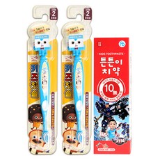 아텍스 브레드이발소 피규어칫솔 아동용 블루 2개 + 헬로카봇 튼튼이치약 딸기향 80g 1개 아텍스 키즈양치세트, 3세트