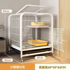 貓籠 貓籠子 家用貓咪別墅 豪華天窗加固雙門寵物籠 狗籠 狗柵欄 寵物籠 家用超大自由空間貓別墅, 白色, 1個