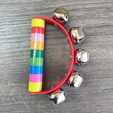 半圓手握搖鈴 馬蹄鈴 早教打擊樂器 慶生 幼兒園音樂教具 手搖鈴, 紅色（單個）, 1個
