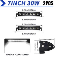 스포트라이트 라이트 오프로드 슬림 작업 표시 줄 트럭 자동차 운전 안개등, 1개, 1. 2pcs 7inch Light Bar