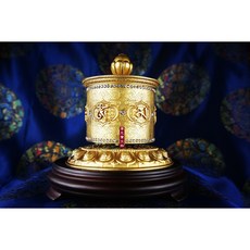 純黃銅 六字大明咒 轉經輪