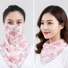 햇볕으로 얼굴과 목을 지켜주는 쿨링 마스크 겸용 패션 스카프, 1개, 핑크