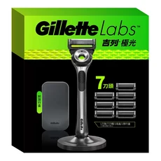 Gillette Labs 吉列極光刮鬍刀套裝 (7刀頭 底座 旅行盒), 1刀架, 7刀頭, 1底座, 1旅行盒, 1個