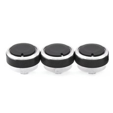 알루미늄 합금 자동차 스타일링 에어컨 노브 AC 노브 열 제어 스위치 버튼 포드 포커스 MK2 MK3 용 세트당 3 개, 01 Black