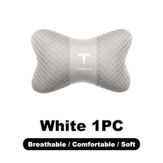 쿠쿠스토어 1PC 가죽 카시트 머리 받침 요추 지원 쿠션 베개 테슬라 모델 3 S X Y 로드스터 SpaceX 자동차, 11 1pc-white