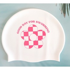 수빠마 체커보드 수모 수영모자 제작 예쁜 실리콘 수영모, 핑크, 1개