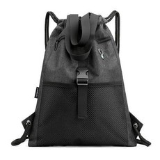 專業登山包 露營 戶外揹包運動健身包防水束口袋輕便抽繩雙肩包男女潮流通用大容量旅行揹包, 黑色