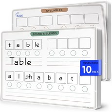 스크리블도 음운 인식 소리 및 결합 드라이 이레이즈 시트 9인치 x 12인치 파닉스 학습 영어 음절 문자 연습 홈스쿨 교사 학생 용품 교실 세트 10개, 스크리블도 음운 인식 소리 및 결합 드라이 이레이즈 시