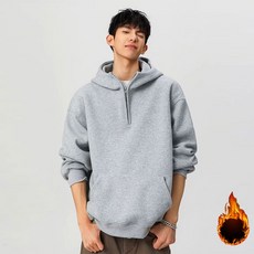 besteffie 남성용 패션 후드티 가을 겨울 따뜻한 캐주얼 기모안감 반집업 빅사이즈