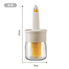 可愛燒烤油刷 矽膠油刷 燒烤刷 烤肉刷 矽膠刷 油刷 燒烤刷 矽膠刷 蛋液刷 果醬刷 奶油刷 烘焙用具 刷油瓶 酌料刷, 米色, 1個
