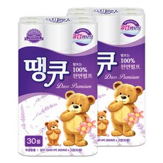 땡큐 천연펄프 라벤더 3겹 화장지 15m, 30롤 x 2개, 30개입