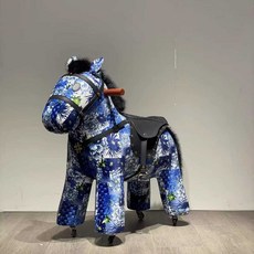승마장난감 바퀴가 달린 말장난감 말타기 목마 흔들말, 1개, 26. 파란 국화 말