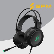 SPM 게이밍 헤드셋 초경량 USB 마이크 7.1채널 방송용 어학용 노이즈 캔슬링 게임용, 블랙, HM100