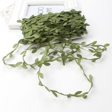 ［ 在台出貨 ］ 20米 布藝柳葉 DIY編織花環配件 綠色藤蔓 居家裝飾, 綠色紙卡板20米/卡