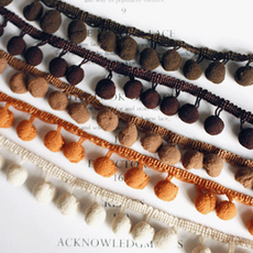 원단마트 폼폼 레이스 브라운톤 솜방울 5컬러 (1511922)