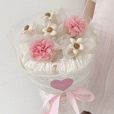 Floraflower 永生康乃馨泡泡花束－抱抱小棉襖 (2款) 母親節禮物 永生花束 康乃馨花束 精美禮物 生日, 粉米,不加購