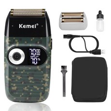 Kemei Foil Professional 전기 휴대용 남성 대머리 수염 면도기 충전식 LED 디스플레이 Camouflage