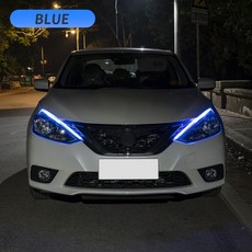 2pcs led drl 턴 시그널 라이트 스트립 유연한 방수 자동 헤드 라이트 표면 장식 램프 자동차 주간 주행 조명 12v, 파란색에서 노란색으로, 30cm