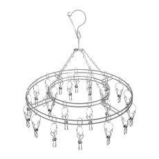 小優購物 不鏽鋼曬衣夾圓型 優質防風多夾晾衣架, 1個, 20夾曬衣架