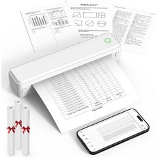 여행 사무실 및 학교를 위한 휴대용 프린터 무선 KNAON 블루투스 열 3롤 용지 포함 - 미국 편지 A4 잉크리스 인쇄 지원 iOS Android 노트북과 호환 가능, Portable,