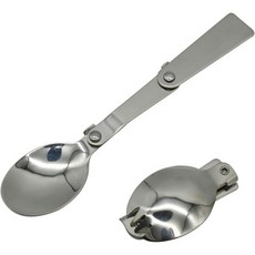 Maydahui 2 PCS 스푼 앤 포크 접이식 스테인리스 스틸 SUS 1810 （304 ） 샐러드 휴대용 야외 보온 캠핑용, Maydahui 2 PCS 스푼 앤 포크 접이식 스테인