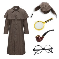 탐정옷 복고 탐정 코스튬 코스프레 모자 코트 소품 세트 할로윈 연극 졸업사진 의상