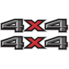 트럭 포드 f150 쉐보레 실버라도 시에라 트럭 픽업 침대 사이드 트럭 엠블럼 자동차 장식 액세서리 엠블럼과 호환되는 4x4 데칼 스티커 2개 세트 (그레이/레드 볼드), Gray/Red Bold
