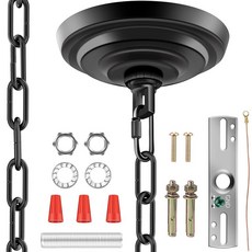 MAYOMAJO 14.7cm(5-5/16인치) 조명 캐노피 키트 1.8m(6피트) 걸이용 체인 튼튼함 샹들리에 펜던트 조명 스웨그 천장 팬 꽃 바구니 또는 DIY 프, Black, 5-5/16 Inch Canopy + 6 Ft Hang, 블랙