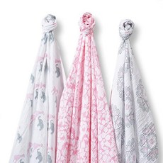 SwaddleDesigns 남자아이/여아용 대형 마퀴젯 리시빙 포대기 담요 부드러운 프리미엄 면 모슬린 부티크 품질 최고의 샤워 선물 스와들라이트 핑크 러쉬 사파리 페