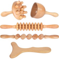 우드 테라피 마사지 도구 5n1 림프 배액 마사지기 마데로테라피아 키트 항셀룰라이트 바디 컨투어링 및 성형을 위한 나무 조각, 우드 테라피 마사지 도구 5-in-1 림프관 배액 마사