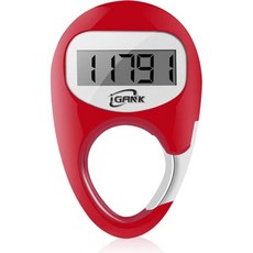 iGANK 심플 워킹 만보계 3D 스텝 카운터 남녀아동용, Red