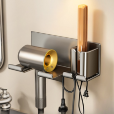 트리바 무타공 드라이기 고데기 거치대, 1개, 스페이스 그레이