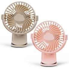 리틀클라우드 3단 풍속 집게형 BLDC 모터 유모차 선풍기, 2개, 핑크+샌드베이지