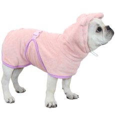 블랙독 강아지 샤워가운 타올 목욕, 핑크, 1개