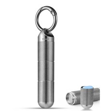 티수르 티타늄 열쇠고리 알약 홀더 소형 금속 케이스 정리함 휴대용 방수 용기 지갑용 여행용 병 상자(대-0.63인치 3개 별도 수납공간), Small0.51 Inch 3 Compartments