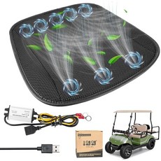 10L0L 쿨링 골프 카트 시트 커버 쿠션 팬 여름 쿠션 3 바람 조절식 패드 블랙/그레