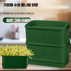 가정용 콩나물 발아기 황두·녹두 발아 용기, 1개, 다크 그린 새싹 화분 두 세트