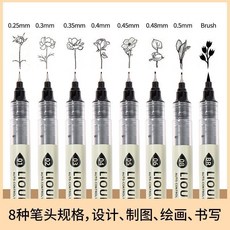 直液式美術專用繪畫防水套裝針管描線勾線筆, 1個, 速幹丨大容量丨直液式勾線筆, 01+03+08各3套 共9支