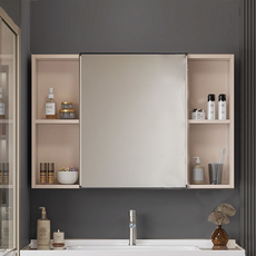 Zoomland 욕실 수납장 욕실장 화장실 수건장 댐퍼 슬라이드장 전, 카키, 1개