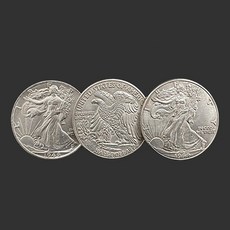 MOMOMAGE Triad Coins (Walking Liberty Half Dollar Gimmick) 마술 트릭 근접 마술 환상 생성 사라지기 변화 세 개의 동전 마술, 1개
