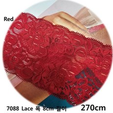 DKLACE-7088 / 자가드 스판 레이스 모음 / (폭 8cm 길이 1yd / 3yd / 5yd / 10yd기준), 3개, 레드