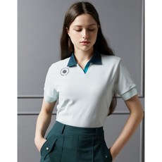 닥스골프 [PREMM] 딥그린 배색 카라 피케 티셔츠 DNTS3B402T1