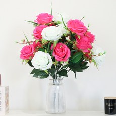 인테리어 조화 성묘 산소 납골당 꽃 장식 조화세트, 세트104.퀸로즈 크림핑크, 1개