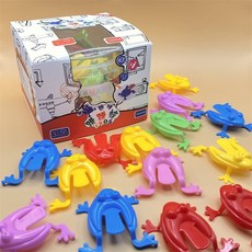 按壓青蛙跳跳樂 按壓玩具 跳跳青蛙 桌遊 親子玩具 飛天青蛙, 1個, 透明桶子+24隻青蛙, 透明桶+彩色青蛙