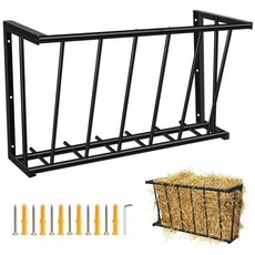 금속 벽 마운트 건초 피더 길이 101.6cm(40인치) 73.2L(25갤런) 가축 염소 말 소용 실내 실외 랙 담요 홀더, 20Inch Long